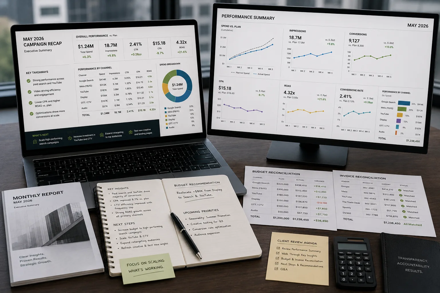 Media reporting, accountability, and performance insight dashboard